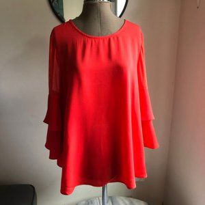 Neiman Marcus red top tiered sleeve NWT size M